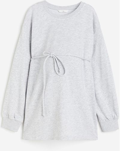 H&M MAMA Sweatshirt mit Bindegürtel - Weiß