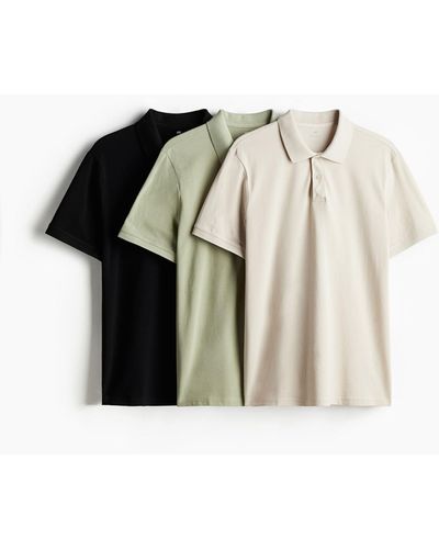 H&M 3er-Pack Shirts in Regular Fit - Natur