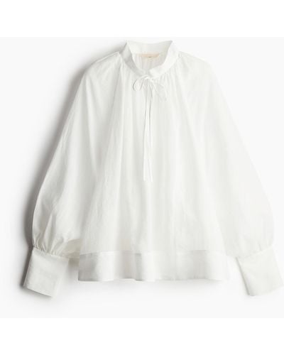 H&M Bluse mit Ballonärmeln - Weiß