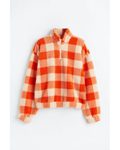 H&M Sweatshirt aus Teddyfleece mit Zipper - Orange
