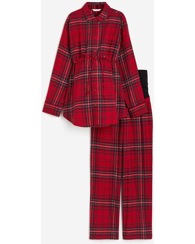 H&M MAMA Before & After Flanellpyjama - Rot
