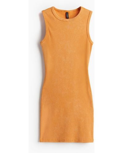 H&M Geripptes Bodycon-Kleid - Orange