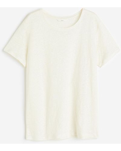 H&M T-shirt en jersey de lin - Blanc