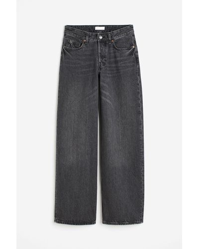 H&M Wide Regular Jeans - Grau