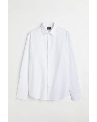 H&M Stretchhemd Slim Fit - Weiß