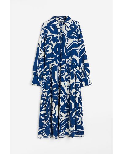 H&M Overhemdjurk Van Viscose - Blauw