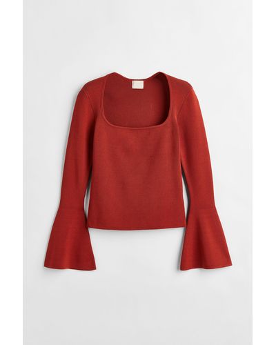 H&M Pullover mit ausgestellten Ärmeln - Rot