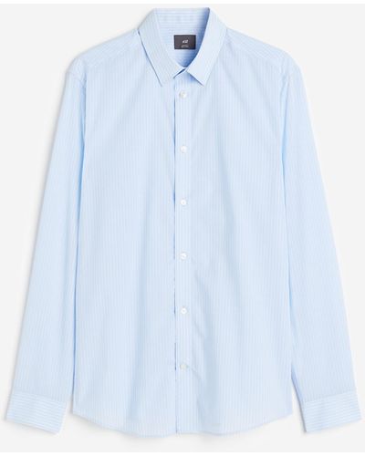 H&M Easy-Iron-Hemd in Slim Fit - Blau
