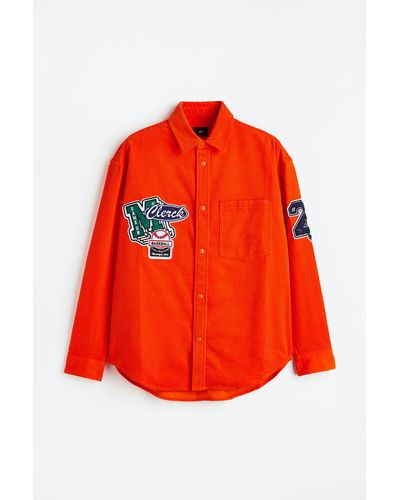 H&M Overshirt aus Cord in Oversized Fit - Rot