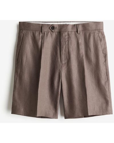 H&M Elegante Shorts aus Leinen Relaxed Fit - Braun