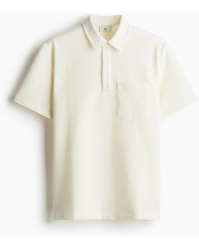 H&M Poloshirt Met Wafelstructuur - Wit