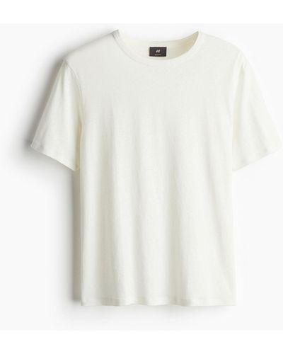 H&M T-Shirt aus Leinenmix Regular Fit - Weiß