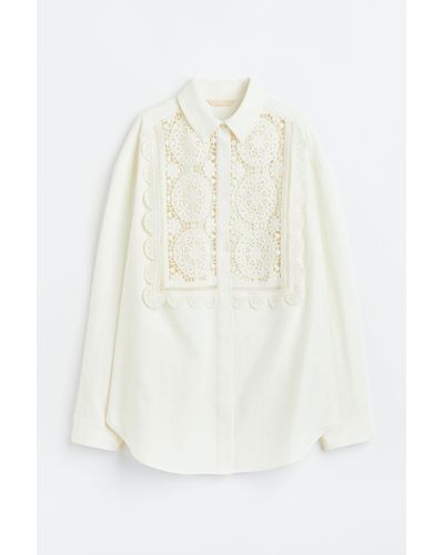 H&M Bluse mit Spitzendetail - Weiß