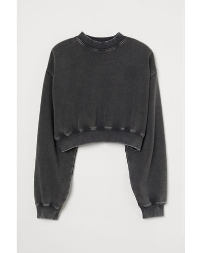 H&M Cropped Sweatshirt - Schwarz