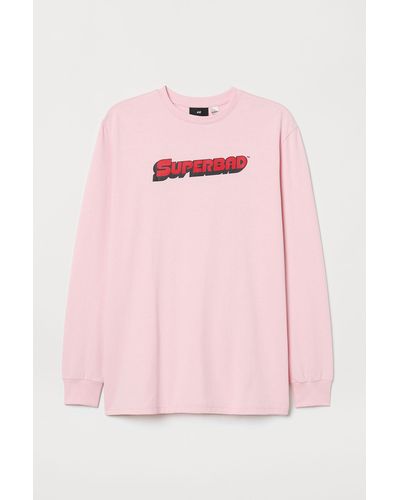H&M Jerseyshirt mit Druck - Pink
