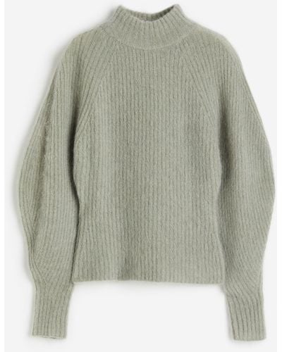 H&M Gerippter Pullover aus Mohairmix - Grün
