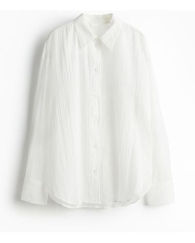 H&M Gecrinkelte Baumwollbluse - Weiß