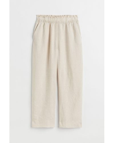 H&M Pantalon de longueur cheville en lin - Neutre