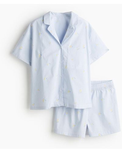 H&M Pyjama mit Oberteil und Shorts - Blau