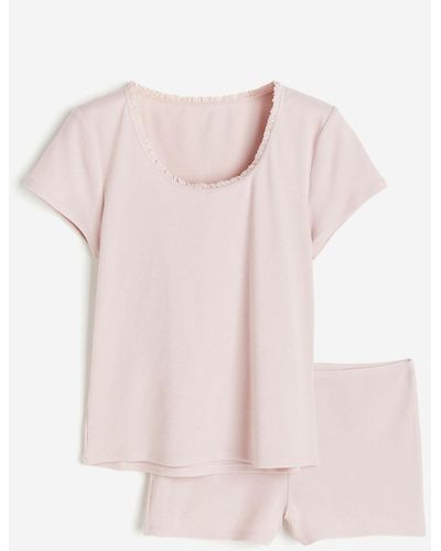 H&M Gerippter Pyjama - Pink