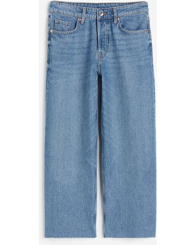 H&M Baggy Wide Low Ankle Jeans - Blau