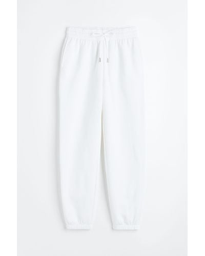 H&M Pantalon en molleton de coton mélangé - Blanc