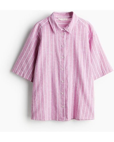 H&M Hemdbluse aus Leinenmix - Pink