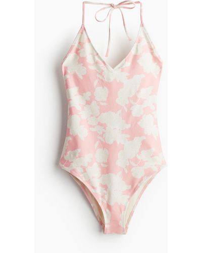 H&M Neckholder-Badeanzug - Pink