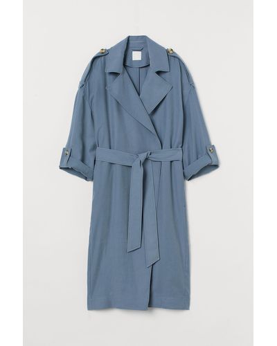 H&M Manteau avec ceinture à nouer - Bleu