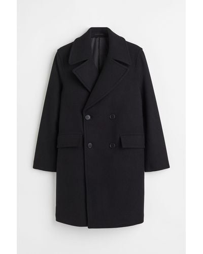 H&M Zweireihiger Mantel in Wollmix - Schwarz