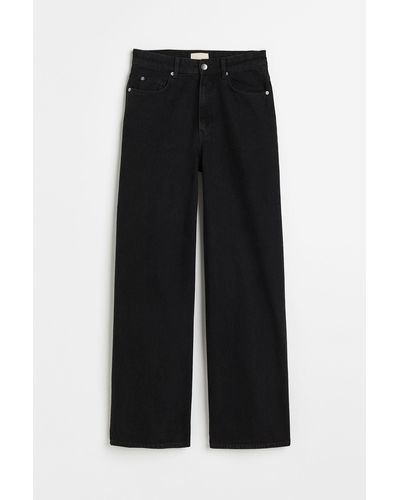 H&M Wide Regular Jeans - Zwart