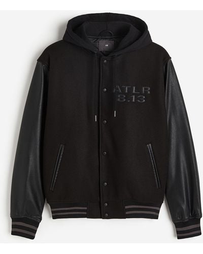 H&M Pilotenjacke mit Kapuze - Schwarz