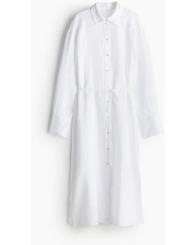 H&M Robe chemise en lin - Blanc