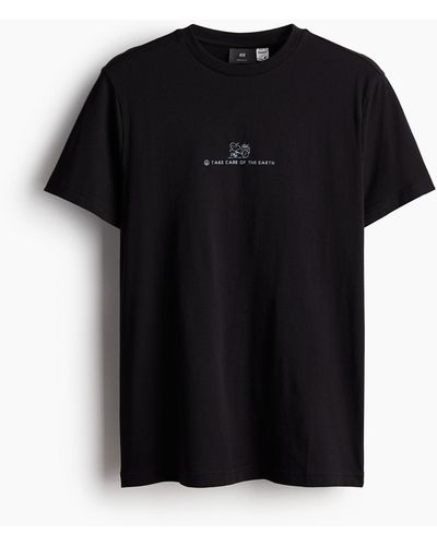 H&M T-Shirt in Regular Fit - Schwarz