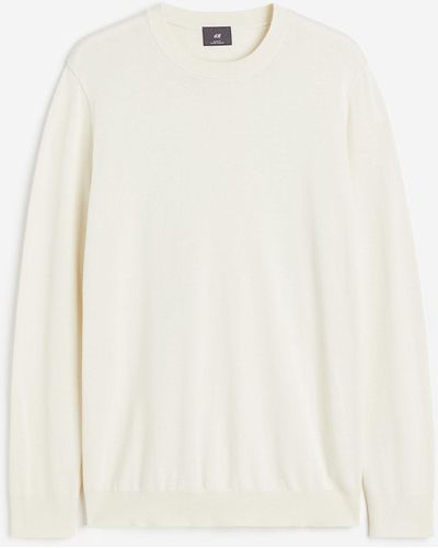 H&M Pull Slim Fit en maille fine de coton - Blanc