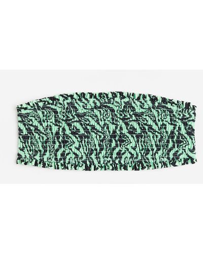 H&M Gesmoktes Bandeau-Bikinitop - Grün