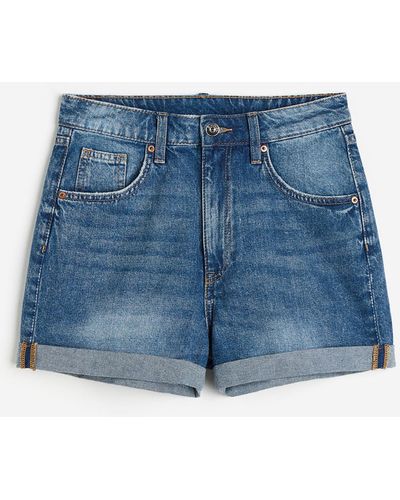 H&M Jeansshorts High Waist - Blau