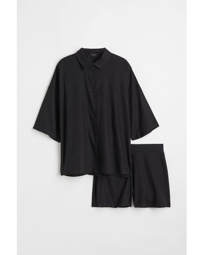 H&M Pyjama aus Leinenmix - Schwarz