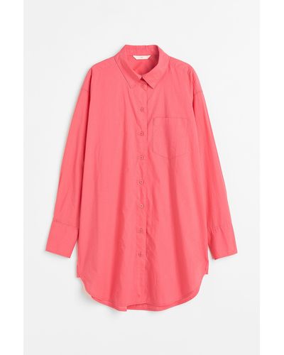 H&M Hemdbluse aus Baumwollpopeline - Pink