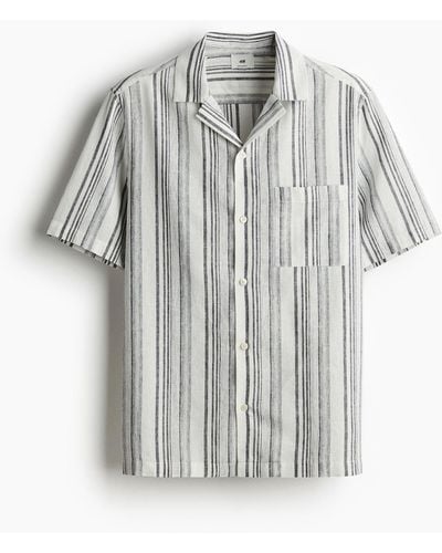 H&M Freizeithemd aus Leinenmix in Regular Fit - Grau