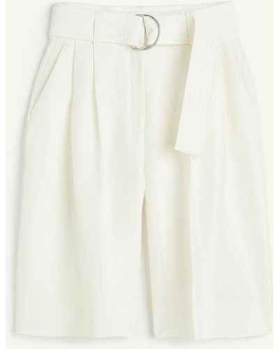 H&M Shorts aus Leinenmix mit Gürtel - Weiß