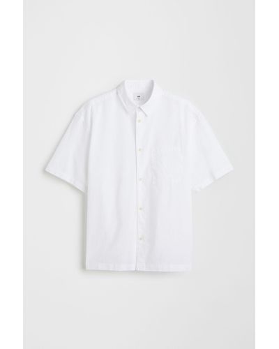 H&M Kurzarmhemd aus Leinenmix Relaxed Fit - Weiß