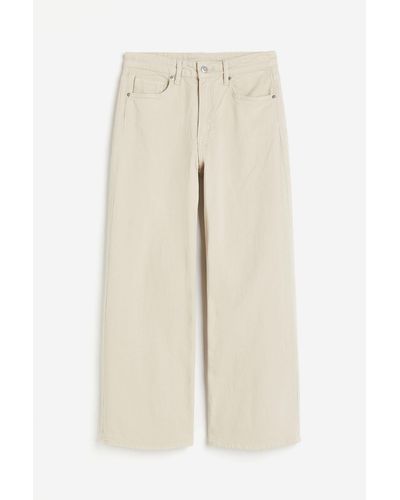 H&M Wide High Cropped Jeans - Naturel