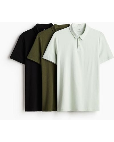 H&M 3er-Pack Poloshirts Slim Fit - Grün