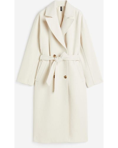 H&M Zweireihiger Mantel - Weiß