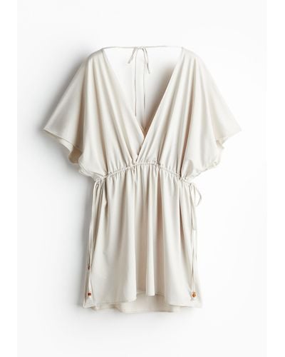 H&M Strandkleid mit V-Ausschnitt - Weiß