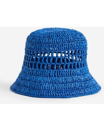 H&M Chapeau de paille façon crochet - Bleu