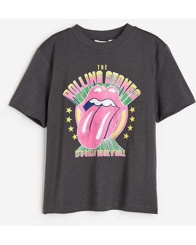 H&M T-Shirt mit Motiv - Grau