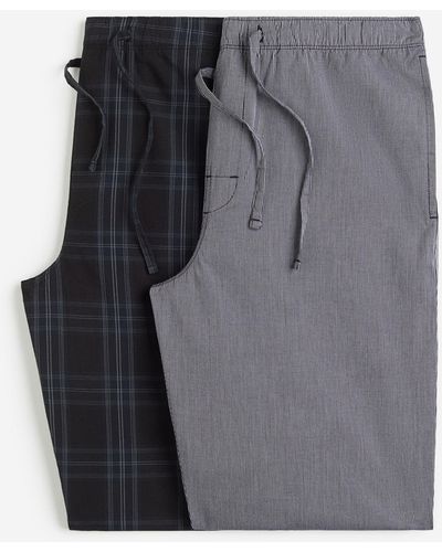 H&M 2er-Pack Pyjamahosen Regular Fit - Grau