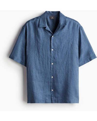 H&M Freizeithemd aus Leinen Relaxed Fit - Blau